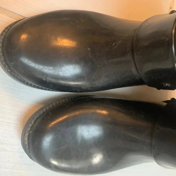 Michael Kors Fulton Harness Tall Black Glossy Equestrian Rain Boots 8 - Picture 4 of 11